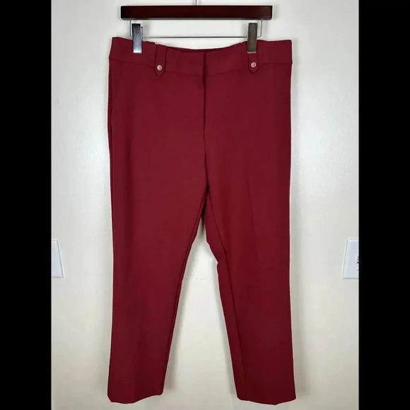 Ann Taylor LOFT Burgundy Slim Dress Pant Straight Ankle SIZE 10 - Picture 1 of 7